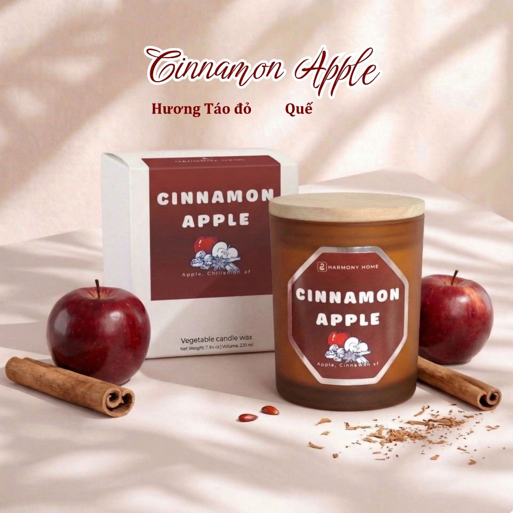 Nến Thơm Cinnamon Apple A Harmony Home – Hương Thơm Táo Quế 150g