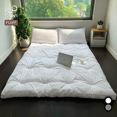 Nệm bông trải sàn Goni Fluff tối giản, êm mềm, gọn nhẹ, màu Trắng hoặc Xám, kích thước 1m, 1m2, 1m4, 1m6, 1m8, 2m2
