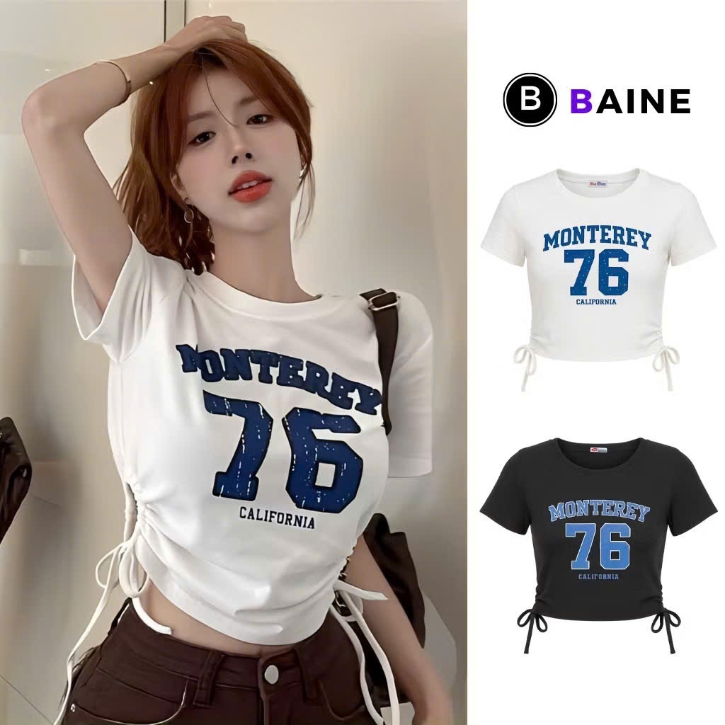 Áo croptop Zerocircle cổ V Nữ. Áo baby tee ngắn tay ôm body GENZ