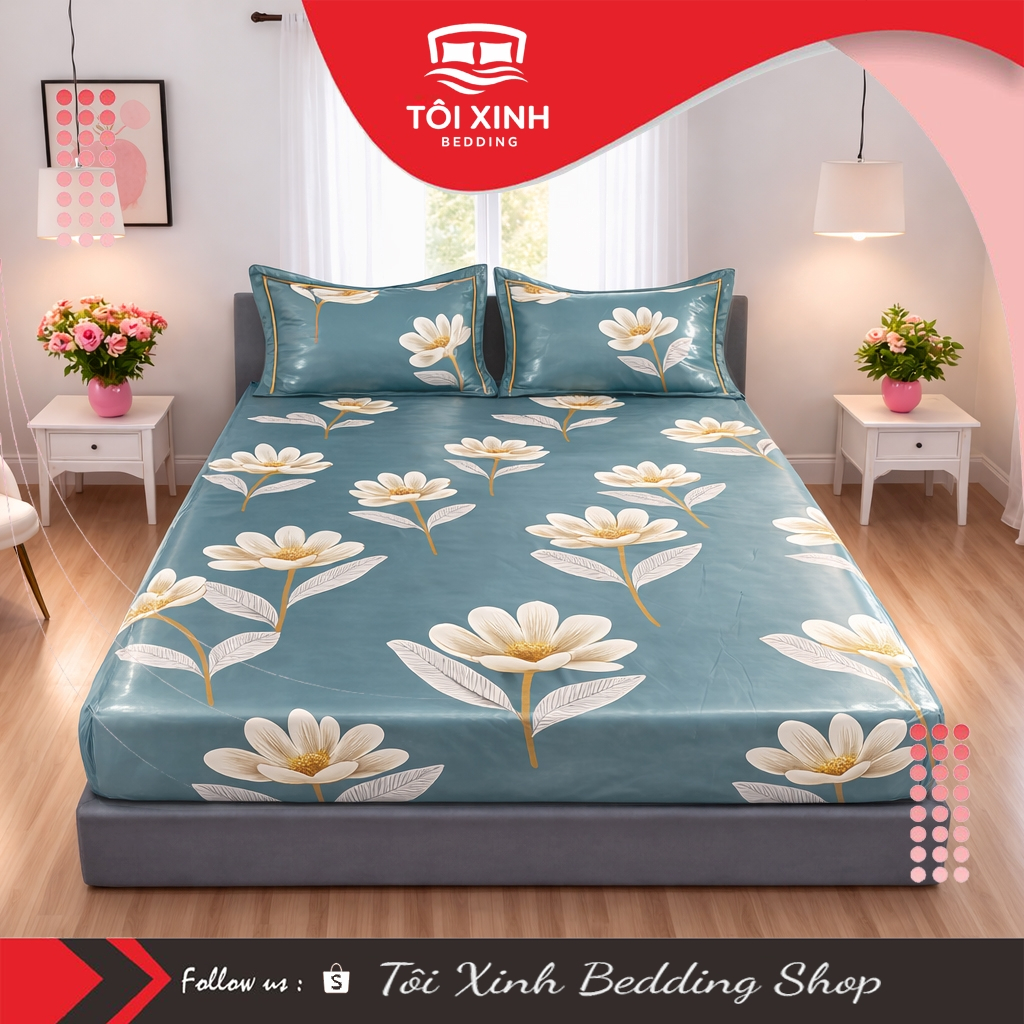 Set Ga Giường Lụa Thái Cao Cấp 3 Món Ga Giường Lụa Thái Cùngd Vỏ Gối Mềm Mịn Không Bai Xù