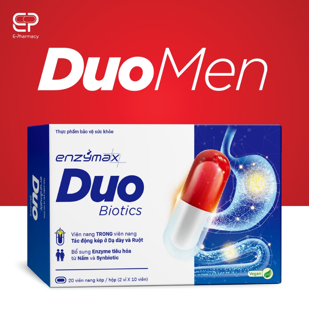 Viên Nang Kép Hỗ Trợ Tiêu Hoá Enzymax Duo Biotics (Hộp 20 Viên)
