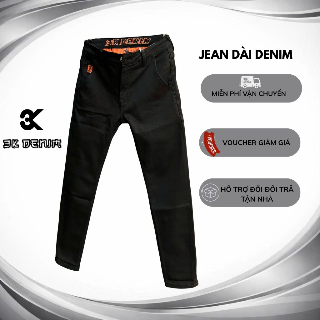 [3K DENIM] Jean Denim Guangzhou J4063-3K1411 Màu Đen Cam Ngựa Lót Cam Mẫu Mới Chi Tiết Như Hình.