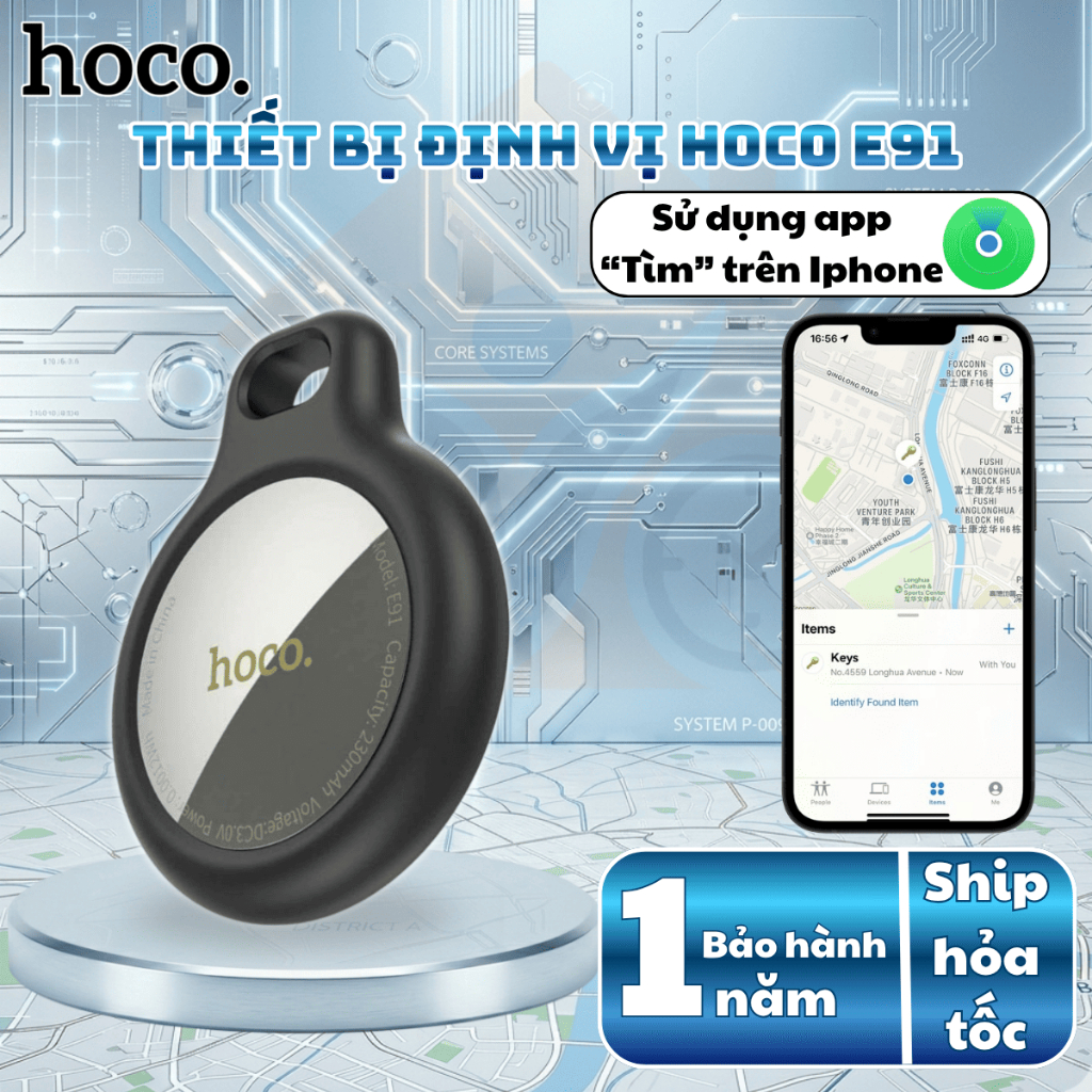Thiết bị định vị Hoco E91 , tag định vị cho iOs định vị xe máy xe đạp trẻ em thú cưng PIN dùng 1 năm