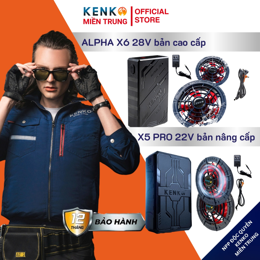 Áo Điều Hòa KENKO chính hãng X6 28V & X5 22V bản mới 2026 | Quạt siêu mạnh, siêu êm, pin chống nước 