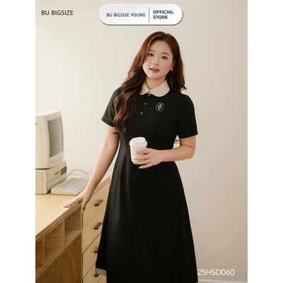 Đầm polo phối cổ thêu ngực BIGSIZE (55kg đến 95kg) – 25HSD060  - [BU Bigsize Young]