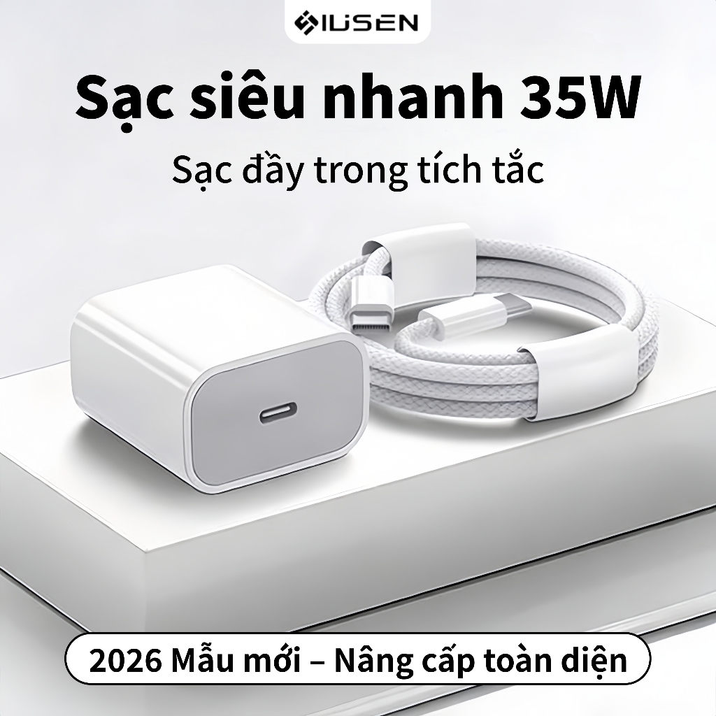 Bộ sạc nhanh 35W ,kèm cáp Type và cáp Light, dùng cho điện thoại và máy tính bảng