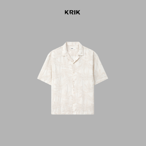 Áo Sơ Mi Nam KRIK Form Classic Chất Liệu Thoáng Mát Thiết Kế Cổ Cuba Họa Tiết SC3357