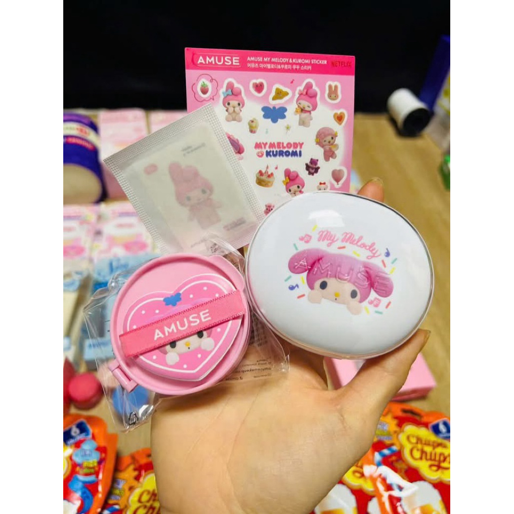 [ Bill Oliveyoung] Set Phấn Nước Amuse X My Melody Thuần Chay Ceramic Skin Perfector Cushion Spf40 P