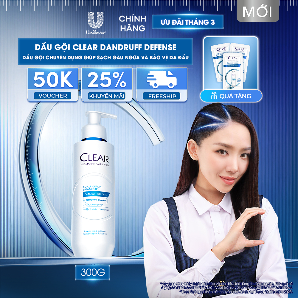Dầu gội sạch gàu và bảo vệ da đầu Clear Scalpceuticals Pro Dandruff Defense 300G