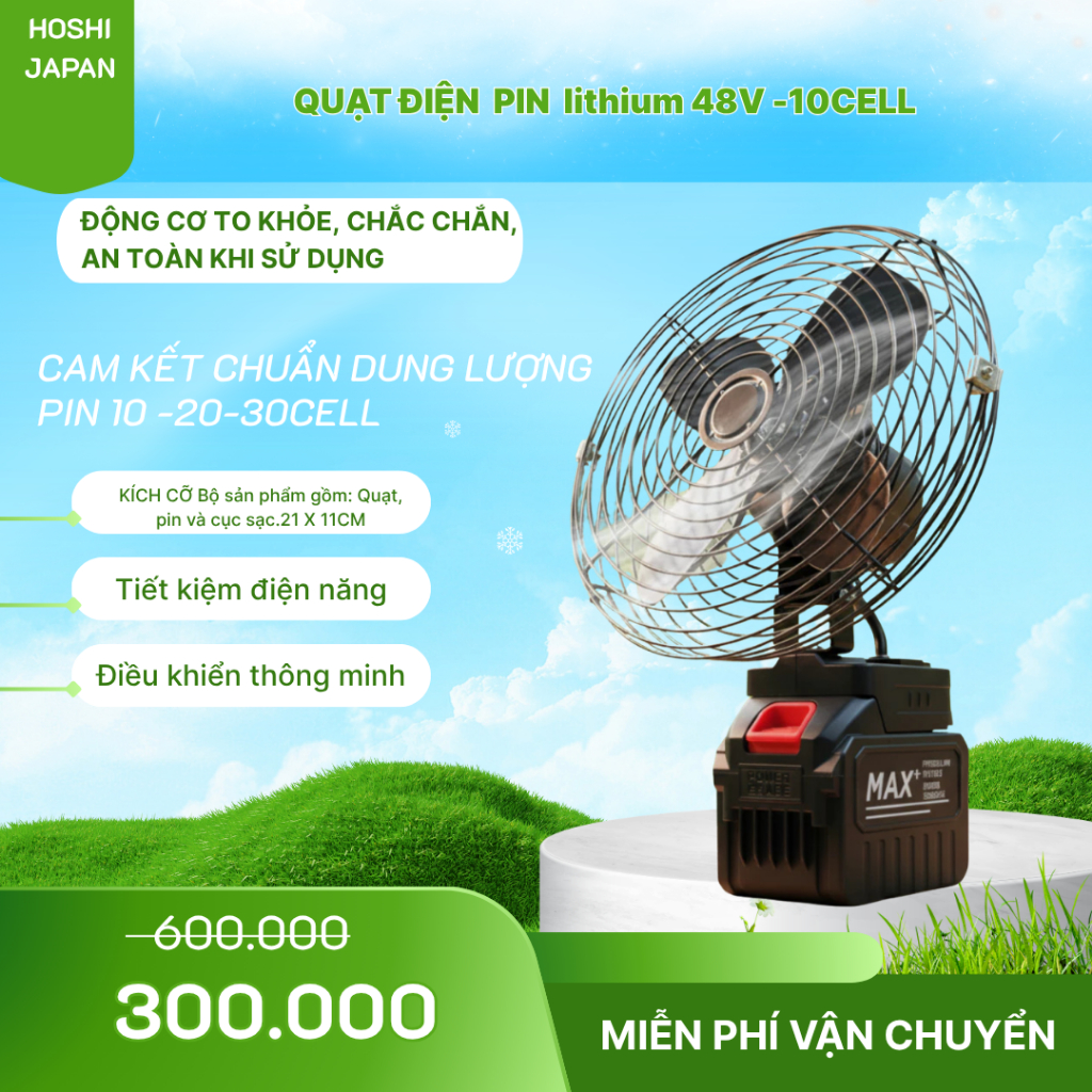 Quạt Tích Điện Chạy Pin Lithium -Để Bàn 8 Inch Công Suất Lớn, Làm Mát Cực Nhanh, Bền Bỉ, Không Ồn -MAKITA