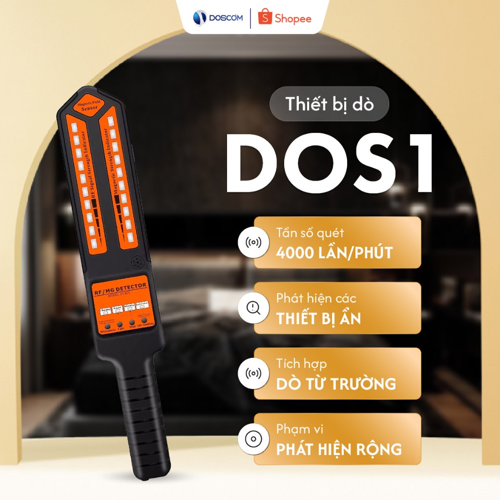 Doscom Dos1 - Thiết Bị Dò  Phát Hiện Máy Ghi Âm, Máy Định Vị GPS, Camera Mini, Độ Nhạy Cao