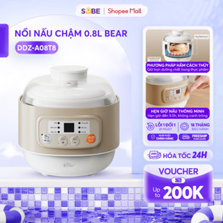 Nồi Nấu Chậm BEAR 0.8L, Nồi Nấu Cháo Chậm Đa Năng Nồi Chưng Yến Nấu Chè Kho Cá Nấu Cháo Ăn Dặm Cho Bé DDZ-A08T8