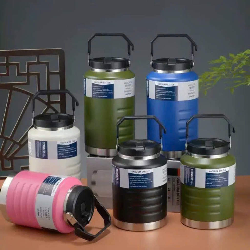 Bình Nhiệt BOTTLE 1 Inox 304 Dung Tích Lớn 1500ml/2000ml/2500ml  Miệng Rộng, Có Quai Xách và Ống Hút