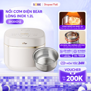 Nồi Cơm Điện BEAR 1.2L Nồi Cơm Lòng Nồi Inox 316 Nồi Cơm Điện Lòng Inox Nấu Cơm Ngon RC-5H30O12