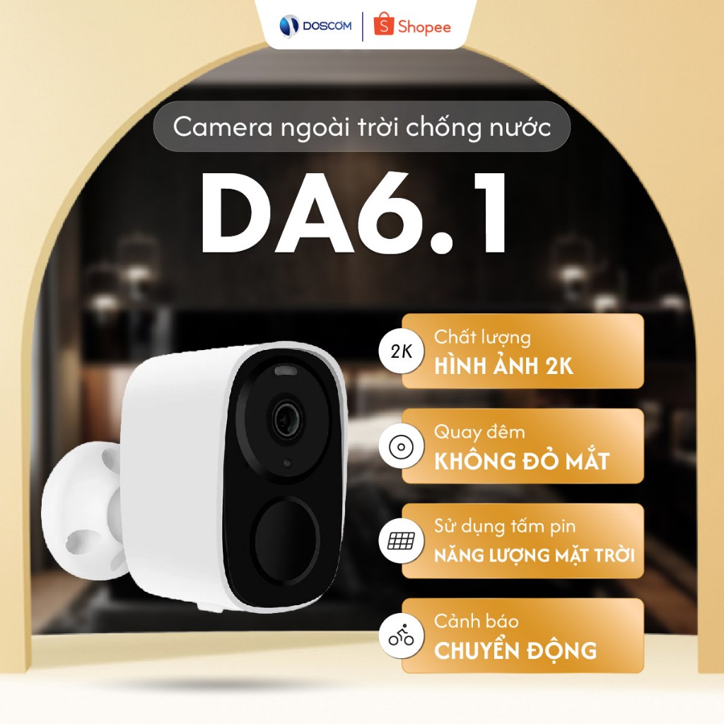 (BH 12 tháng)Camera Wifi DA6.1 Doscom Tích Hợp PinNLMT, Độ Phân Giải Full HD 2K, camera nhiệt