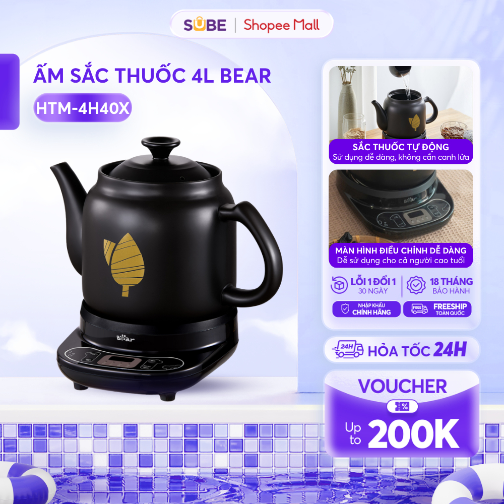Ấm Sắc Thuốc Bắc 4L Bear Siêu Sắc Thuốc Ấm Sắc Thuốc Ấm Nấu Thuốc Bắc Siêu Nấu Thuốc Nam Ấm Điện Sắc