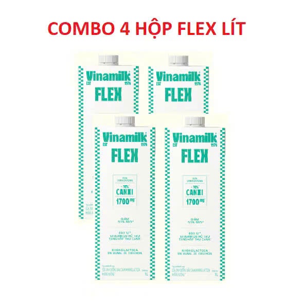 COMBO 4 HỘP SỮA FLEX VINAMILK KHÔNG ĐƯỜNG 1 LÍT