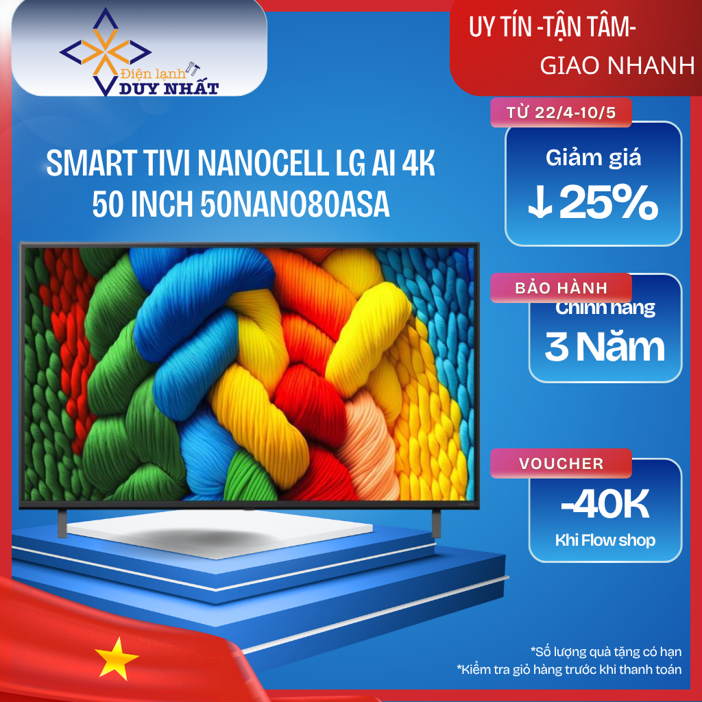 Smart Tivi NanoCell LG AI 4K 50 inch 50NANO80ASA