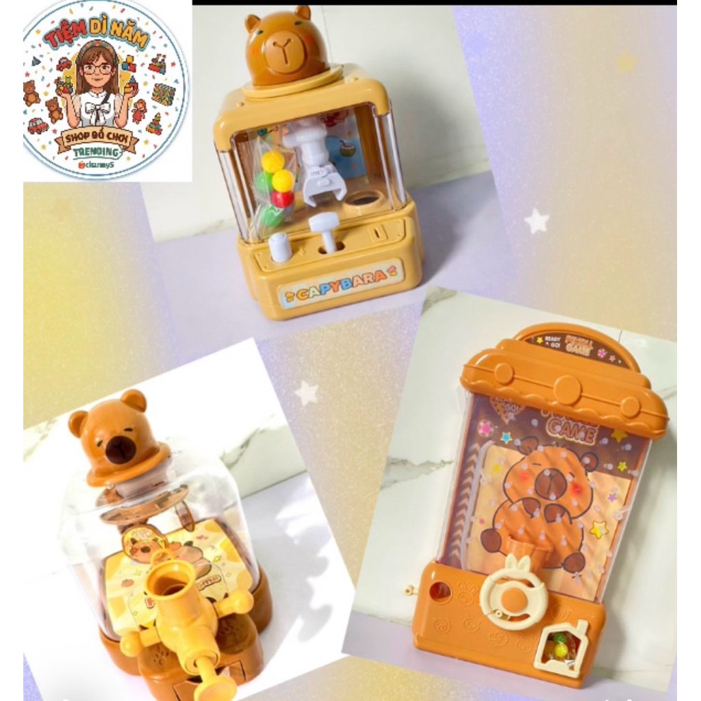 Bộ Đồ Chơi Mini Capybara - Máy Bắn Bóng Capybara / Máy Gắp Bóng Capybara / Máy Pinball Capybara