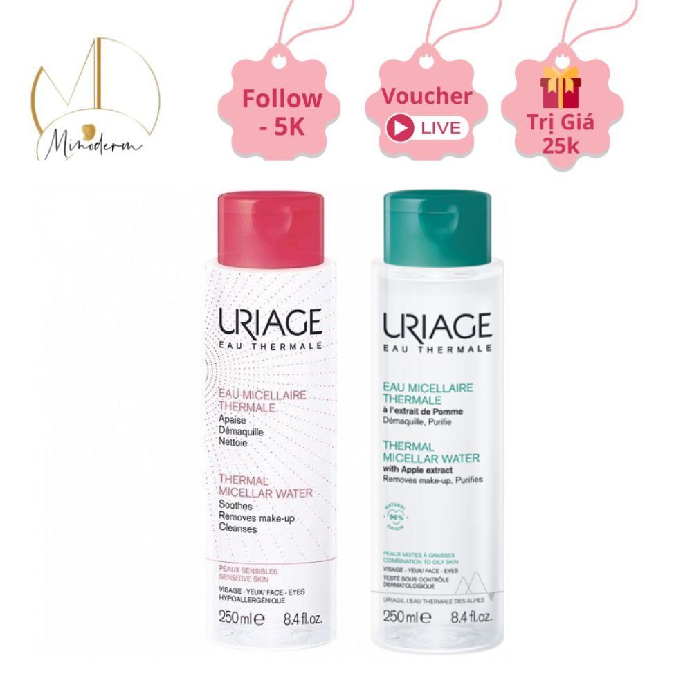 Nước tẩy trang Uriage Eau Micellaire Thermale PMG,Thermale PS làm sạch sâu, dịu nhẹ  250ml, 500ml