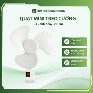 Quạt Mini Treo Tường 3 Cánh Xoay 360 Độ, Treo Tường Nhà Bếp Nhà Tắm Tiện Lợi
