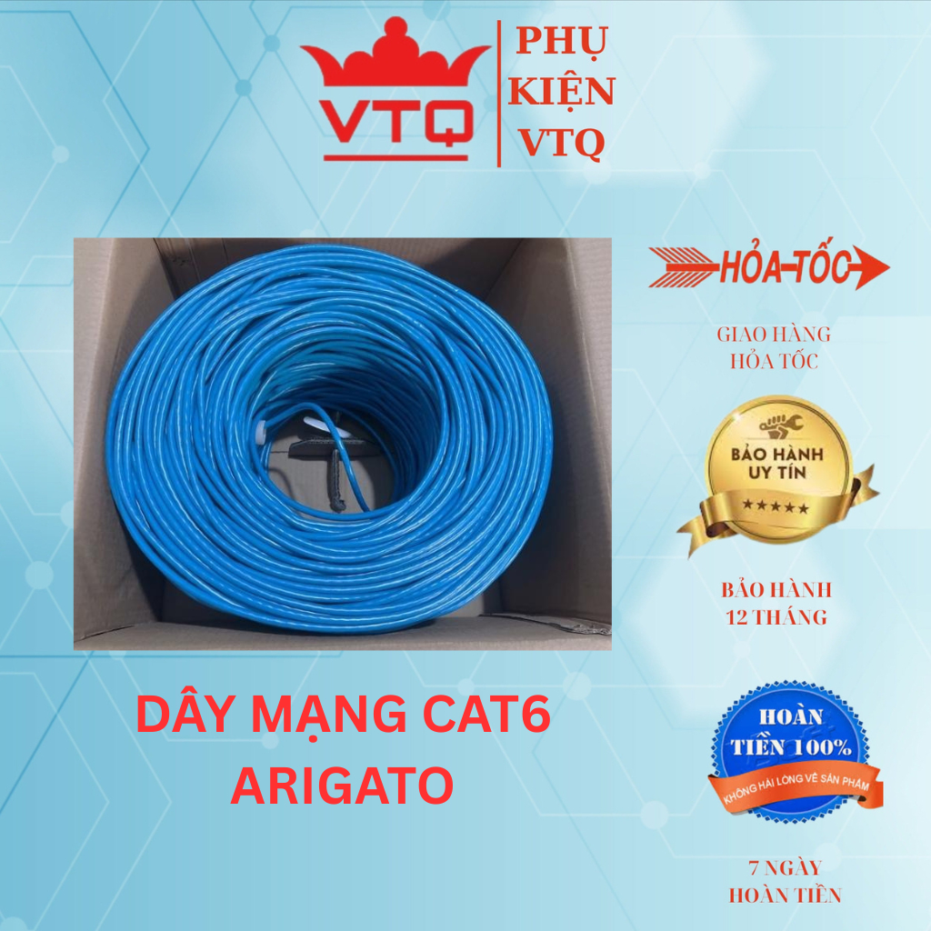 Dây Mạng LAN CAT6 ARIGATO Cao Cấp – Truyền Tải Tốc Độ Cao 1Gbps, Chống Nhiễu Tốt, Dây Internet Bền Bỉ Cho PC, Laptop