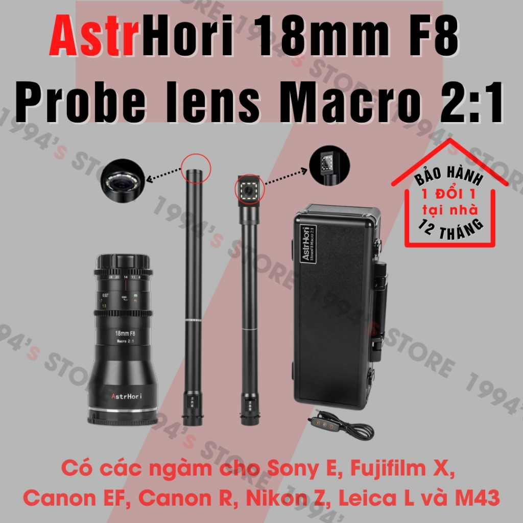 Ống kính AstrHori 18mm F8  Probe lens Macro 2:1 - Lens siêu macro dành cho các ngàm Sony, Fujifilm, 