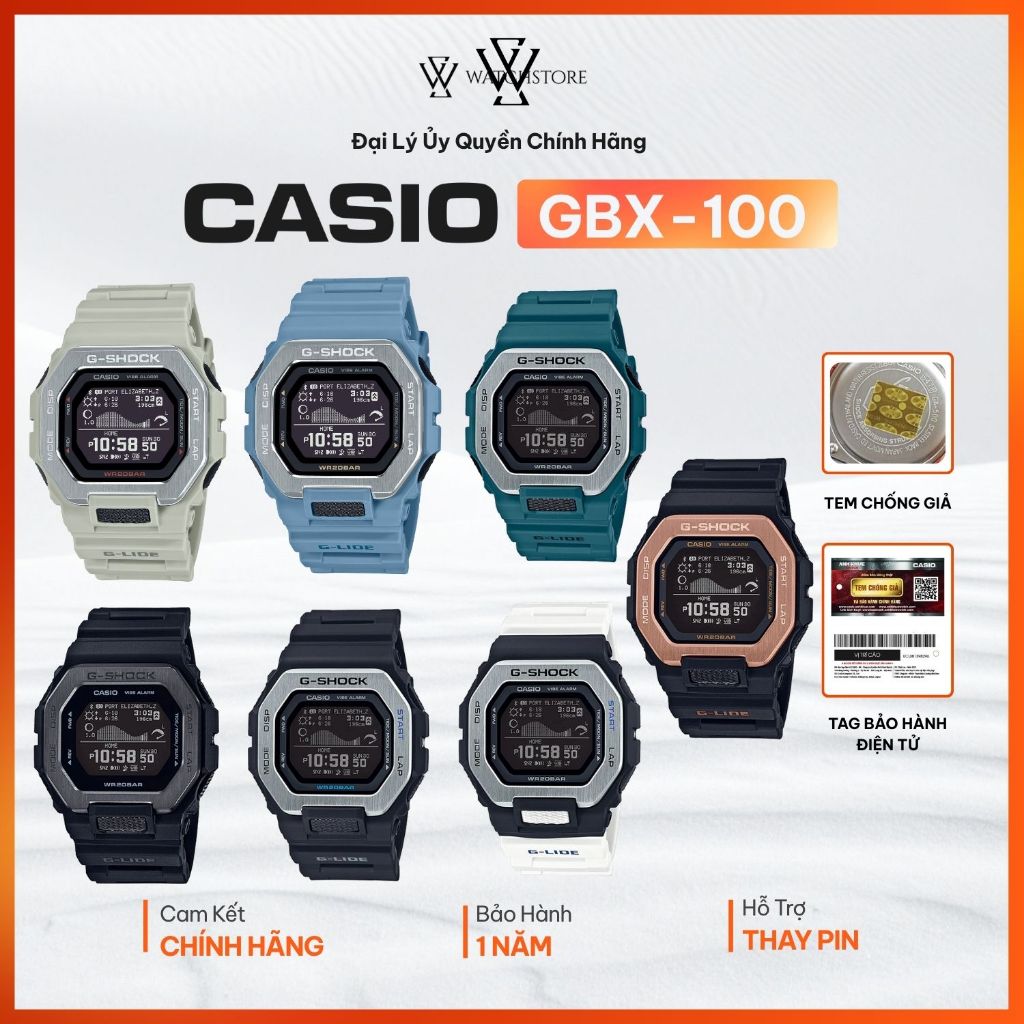 Đồng Hồ Casio G-Shock Nam GBX-100 Mặt Kính Khoáng 46mm Chống Nước Dây Nhựa Chính Hãng