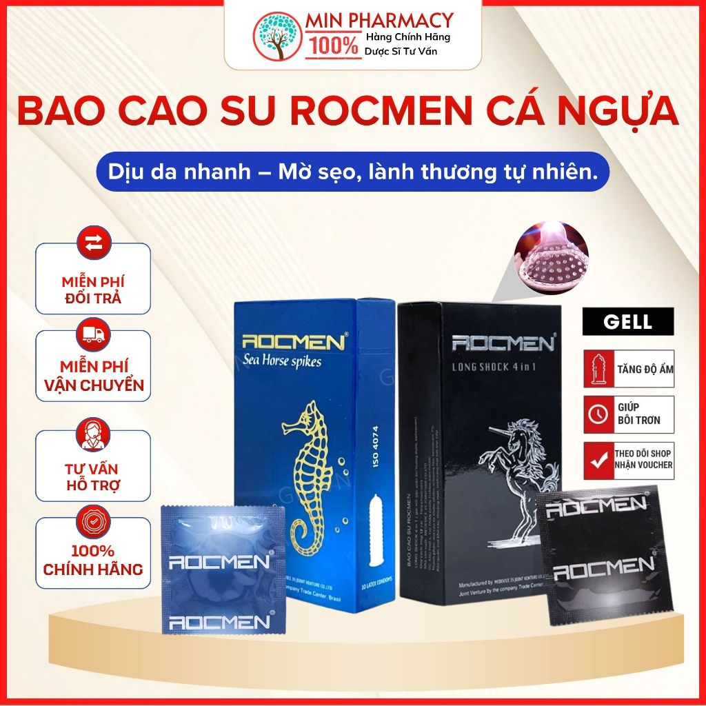 Bao Cao Su Rocmen Cá Ngựa Xanh Có Gai Hộp 10 cái