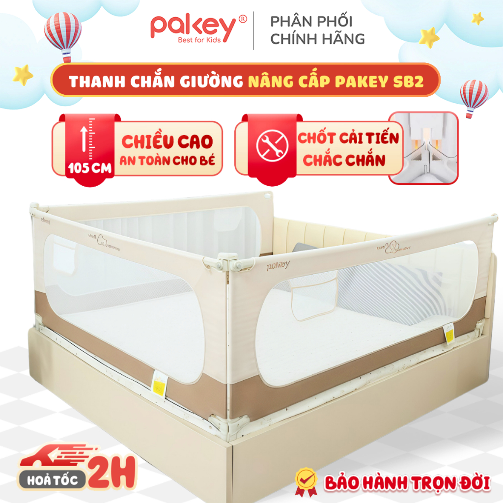 Thanh Chắn Giường Cao Cấp Cho Bé SB2, SV1 Premium, Thanh Chặn Giường Cho Bé Khóa Xoay On-Off An Toàn