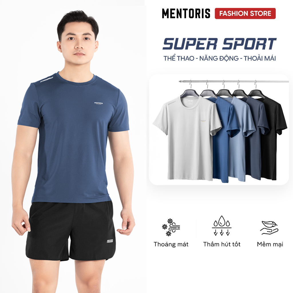 Áo Thun Nam MENTORIS Chất Vải Coolmax Co Giãn Thoải Mái, Thể Thao Thấm Hút Tốt, Basic MTS01