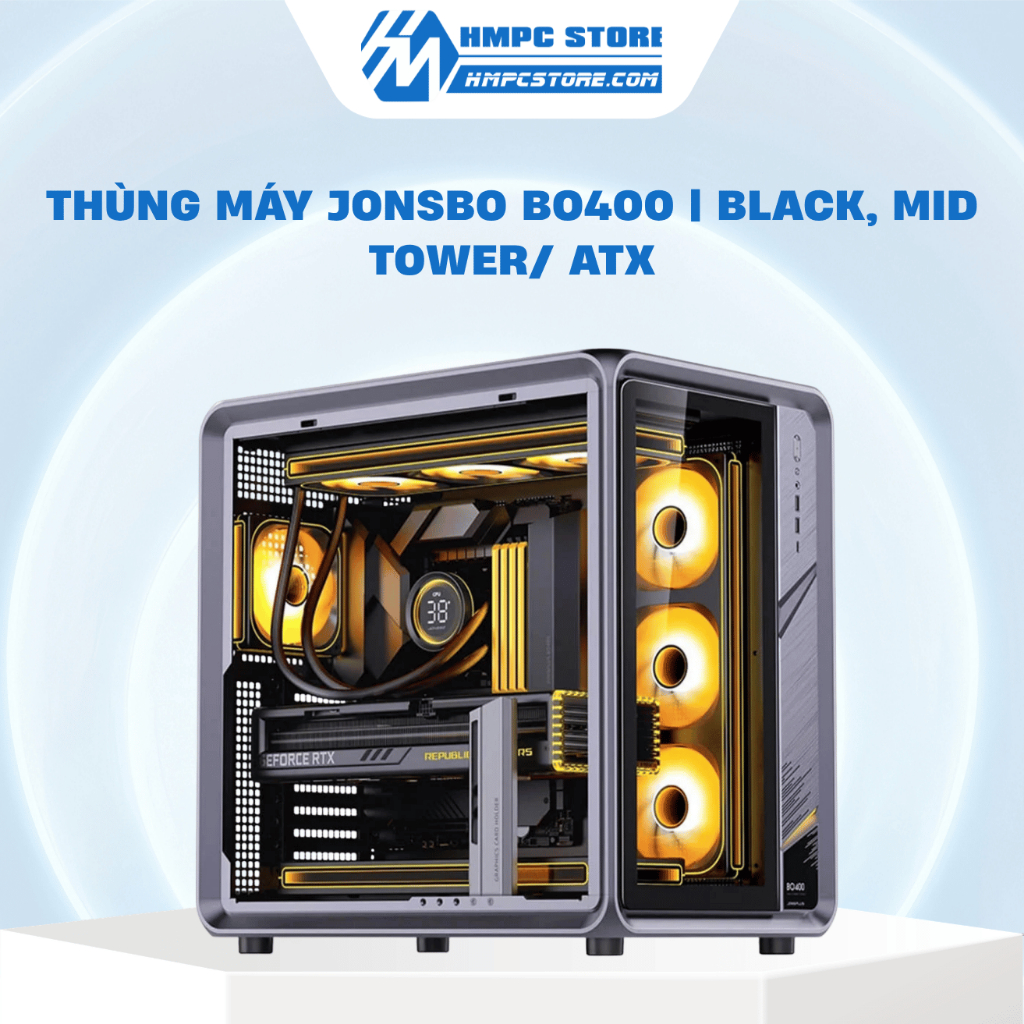 Case - Thùng máy Jonsbo BO400 | Black, Mid Tower/ ATX, bảo hành 12 tháng