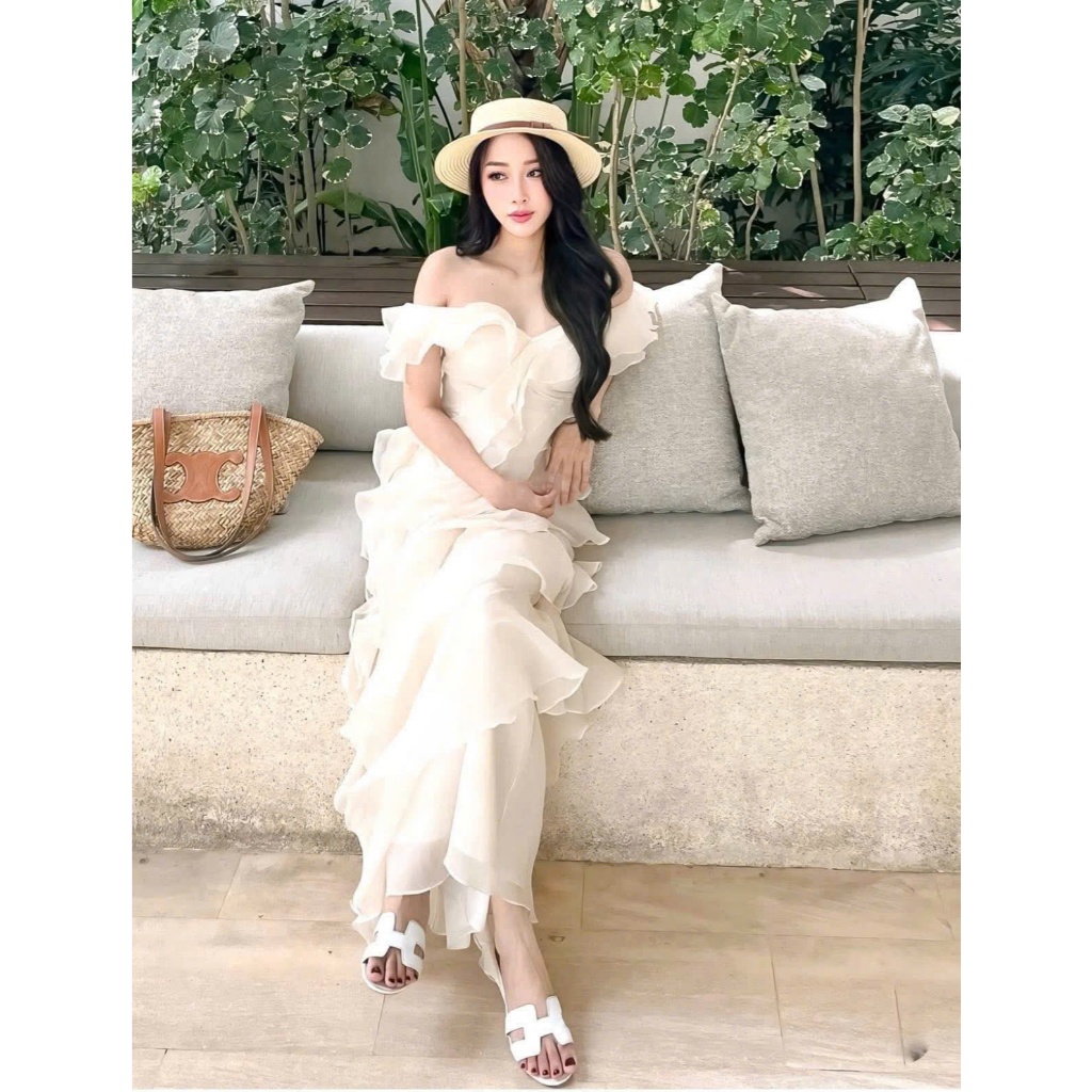 𝐄𝐮𝐠𝐞𝐧𝐞 𝐃𝐫𝐞𝐬𝐬 -Đâm voan tơ nhiều tầng tay cánh tiên thiết kế sang chảnh