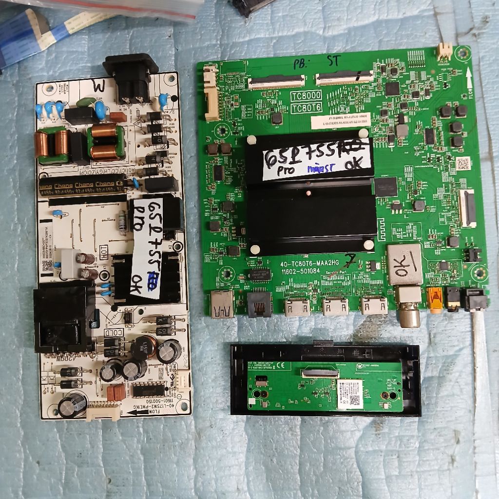 bo mạch tivi TCL 65P755,bo xử lý, khiển, nguồn, main chính, chủ, cụm bo wifi+bo mắt