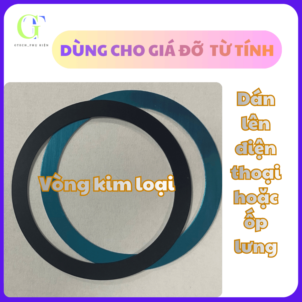 3, 5 ,10 vòng kim loại hỗ trợ giá đỡ từ tính hút chắc , dán sau ốp lưng điện thoại _G TECH