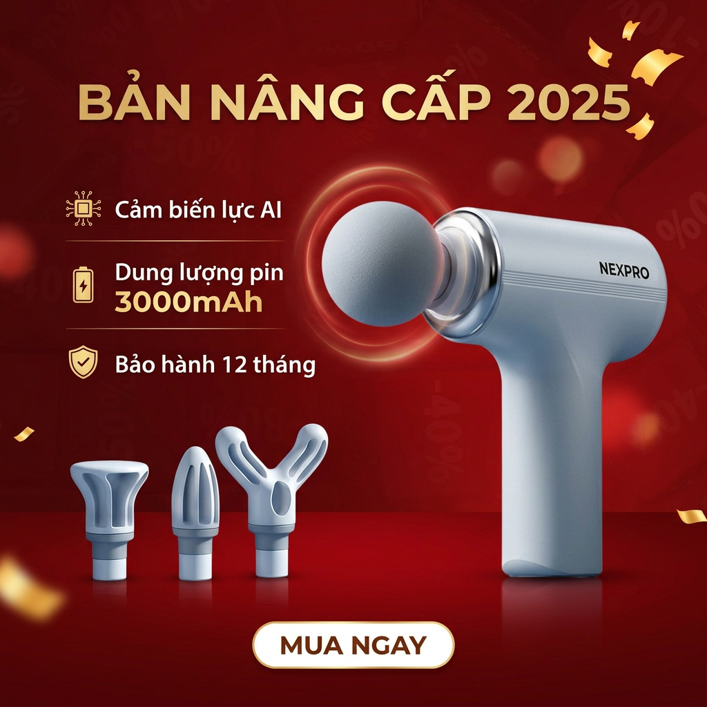 Máy Massage Cầm Tay cảm biến lực , 6 Cấp Độ Đa Năng Toàn Thân - dung lượng pin nâng cấp 3000mah