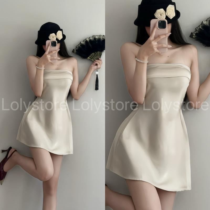Đầm body nữ lụa TÔ CHÂU CAO CẤP dáng ngắn xoè nhẹ phong cách thời trang Lolystore NH468 | BigBuy360 - bigbuy360.vn