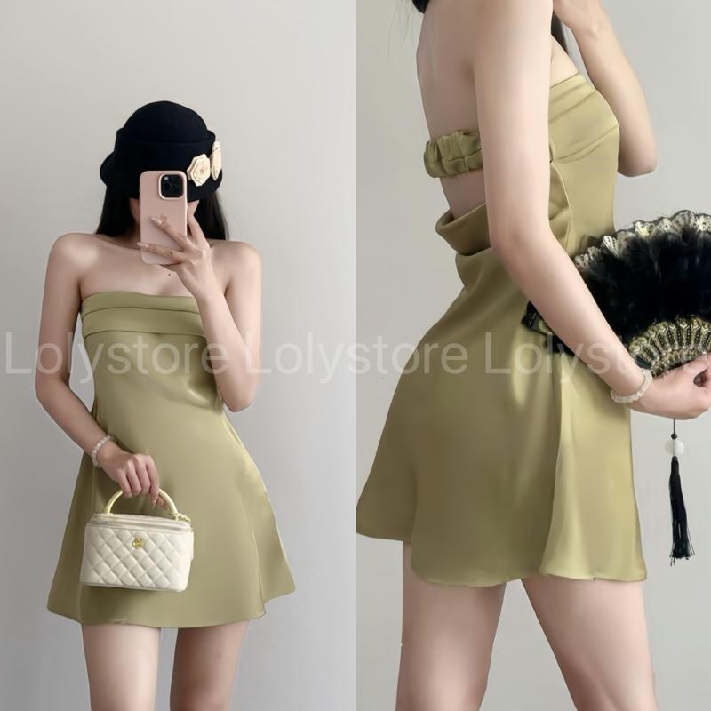 Đầm body nữ lụa TÔ CHÂU CAO CẤP dáng ngắn xoè nhẹ phong cách thời trang Lolystore NH468 | BigBuy360 - bigbuy360.vn