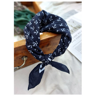 Khăn bandana cotton size 55x55cm màu xanh hải quân - Maben
