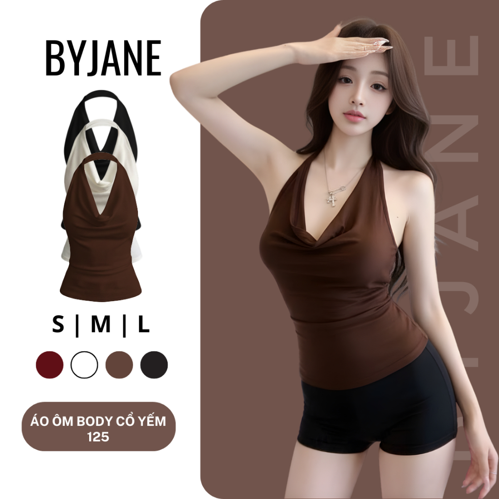 (MỞ BÁN) Áo Thun Nữ Ôm Body Cổ Yếm Hở Lưng Co Giãn 4 Chiều Mềm Mịn Tôn Dáng Quyến Rũ Dễ Phối Đồ BYJANE-125 | BigBuy360 - bigbuy360.vn