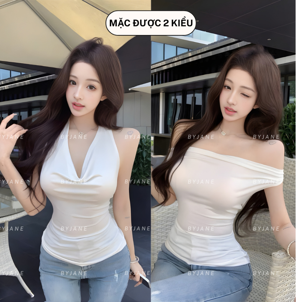 (MỞ BÁN) Áo Thun Nữ Ôm Body Cổ Yếm Hở Lưng Co Giãn 4 Chiều Mềm Mịn Tôn Dáng Quyến Rũ Dễ Phối Đồ BYJANE-125 | BigBuy360 - bigbuy360.vn