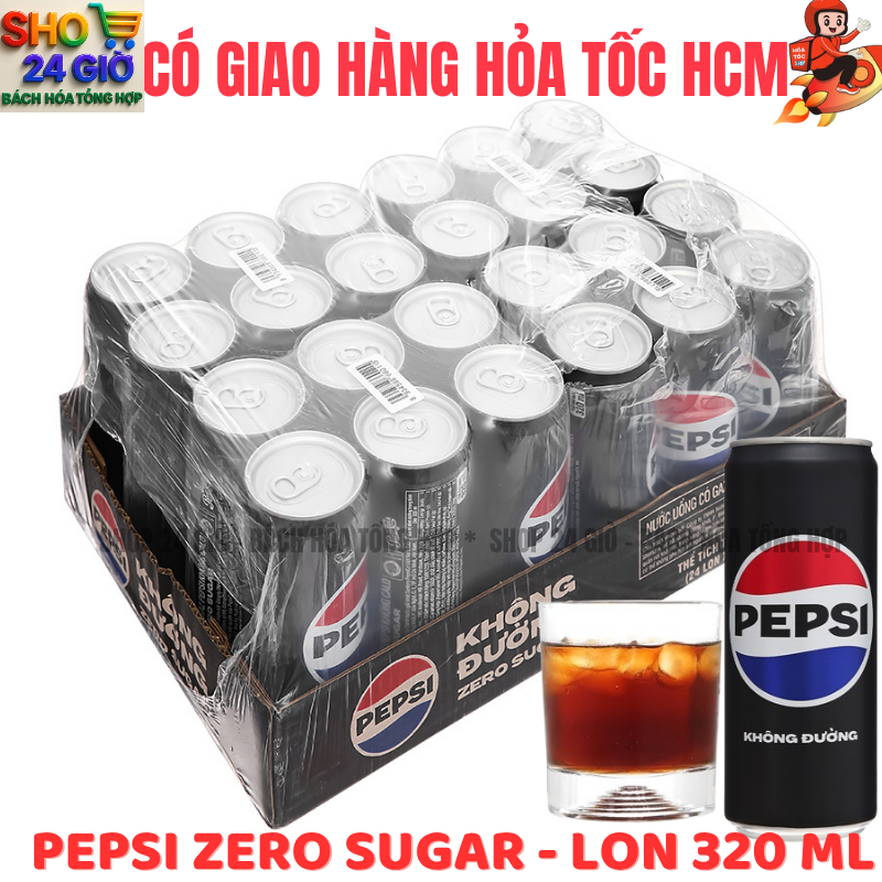 Pepsi  Không Đường Không Calo thùng 24 Lon 320 Ml