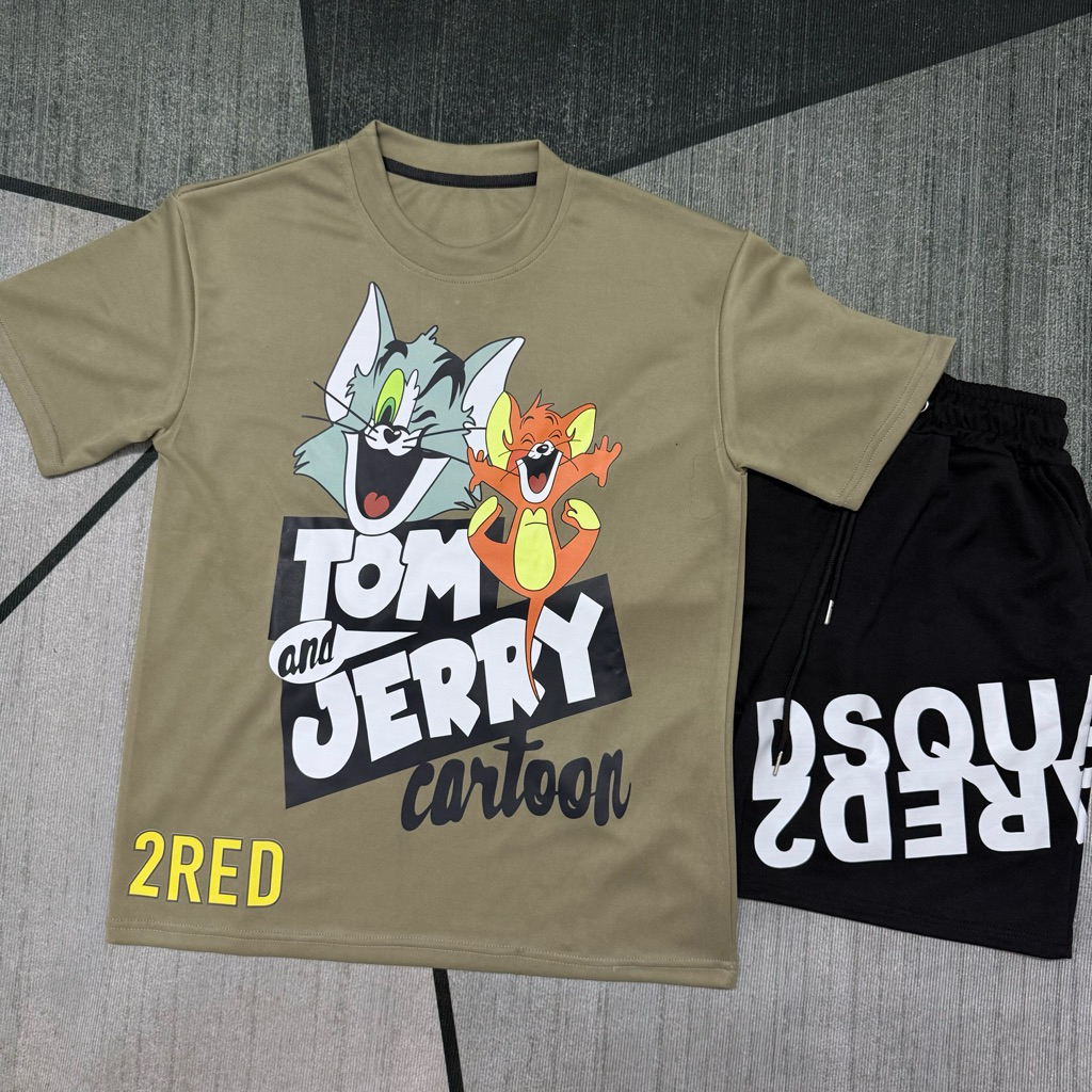 (Có Tag Mác, Logo sắt) BỘ ÁO QUẦN TOM AND JERRY logo sắt hot trend 2025. Áo phông Tom&Jerry logo sắt