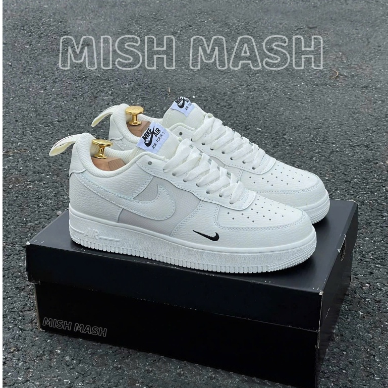 Giày Thể Thao AF1 Ristop Trắng Swoosh Đen