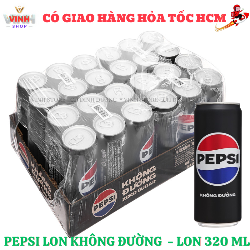 Pepsi zero sugar thùng 24 lon 320 ml