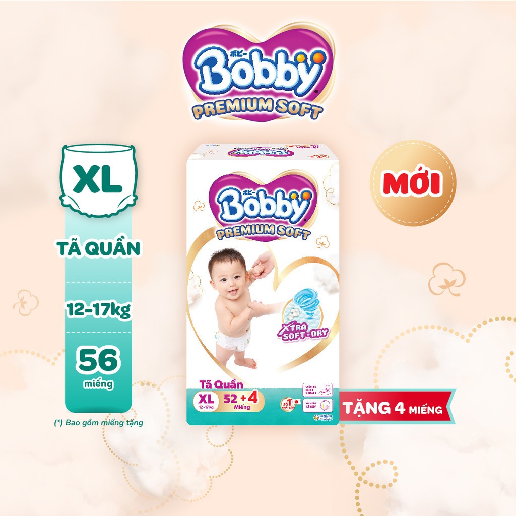 Tã Bỉm Quần Bobby Premium Soft Siêu Êm Mềm