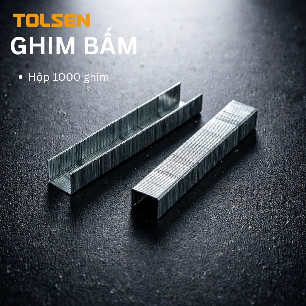 Hộp 1000 kim bấm chữ U Tolsen 43023 (0.7x6mm) 43024 (0.7x8mm) 43025 0.7x10mm)