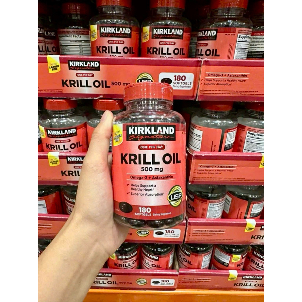 ♥️🤎 [HSD 07/2027] Dầu Nhuyễn Thể Kirkland Krill Oil 500mg 180 viên của Mỹ