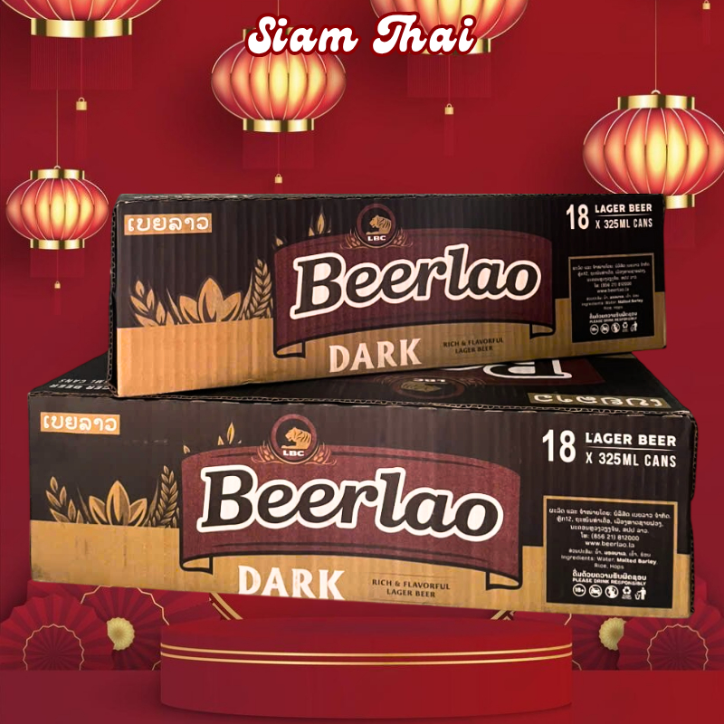 Thùng Bia Lào Đen Beerlao Dark Lager 325ml x 18 Lon (Mẫu Mới)