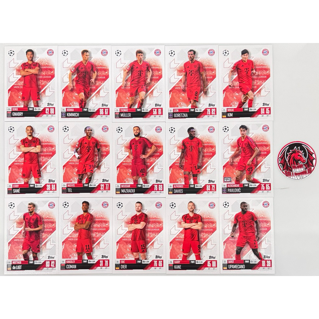 [CLUB] Thẻ cầu thủ Fc Bayern Munchen Topps Match Attax 2024/25 (Tặng thẻ ngẫu nhiên + sleeves)